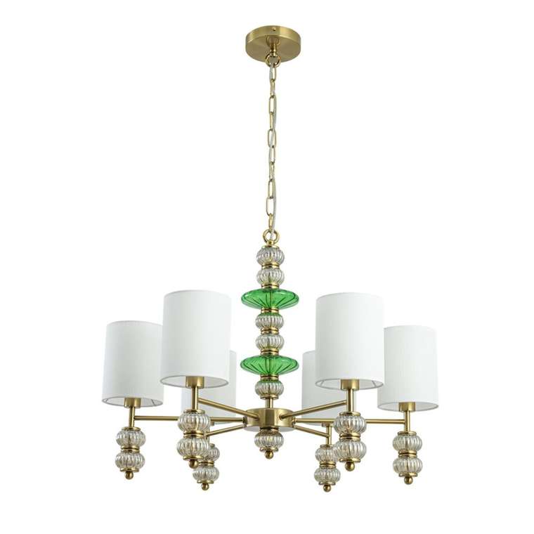 Подвесная люстра со стеклянным декором Lumion Ilmira 8337/6 бронза/белый/зеленый, металл/стекло/текстиль E14 6*40W 220V