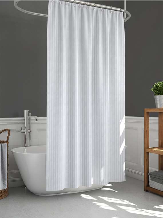 Штора для ванной комнаты Stripe 180х180 белого цвета