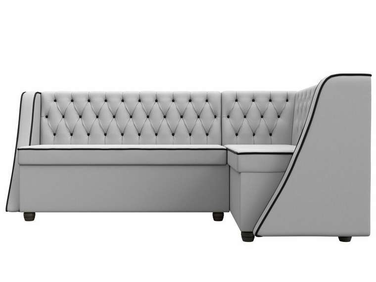 Кухонный угловой диван Лофт белого цвета (экокожа) правый угол