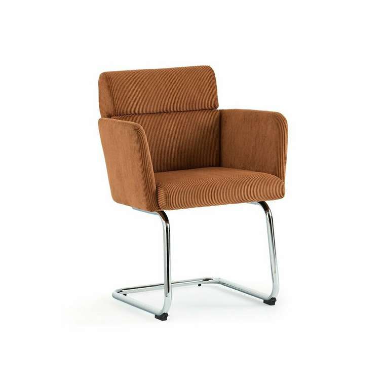 Кресло для столовой из рифленого велюра Canti коричневого цвета
