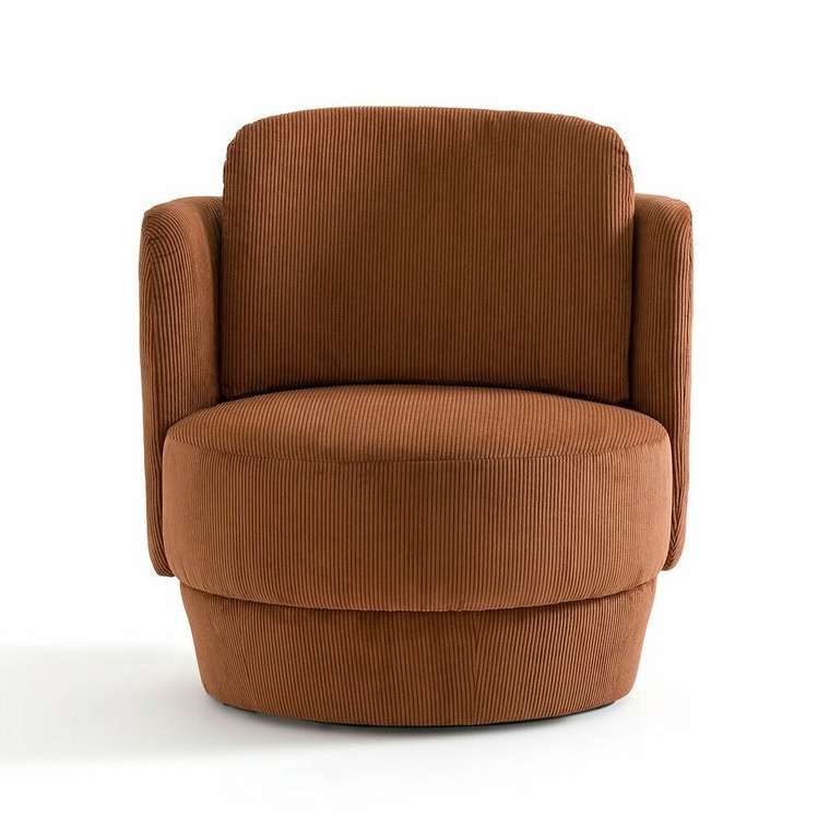 Кресло вращающееся из рифленого велюра Baltimore коричневого цвета