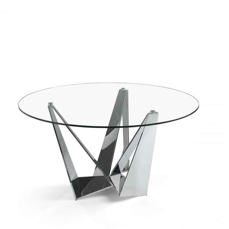 Круглый обеденный стол со стеклянной столешницей 