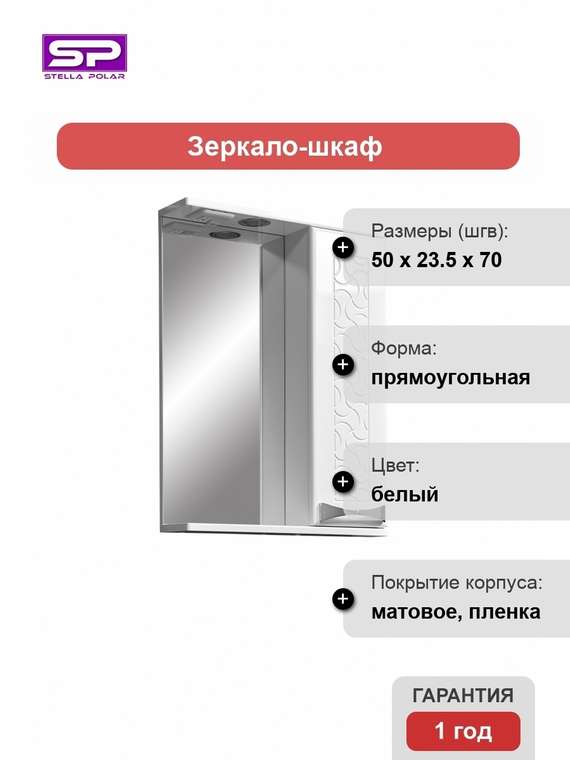 Зеркальный шкаф Ванда
