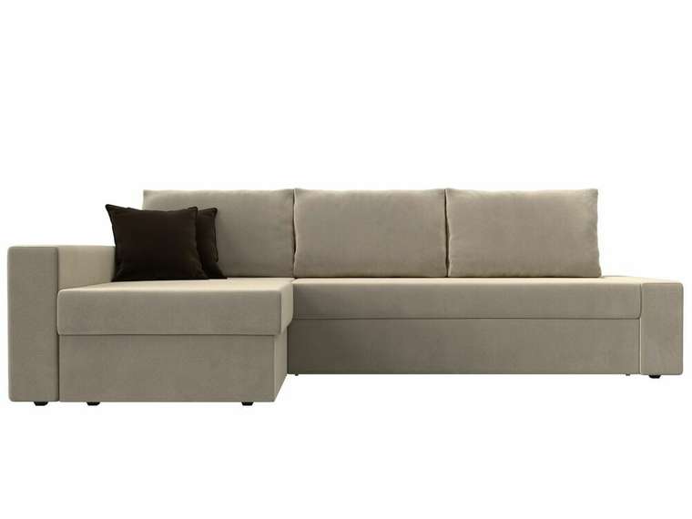 Угловой диван-кровать Версаль бежевого цвета левый угол