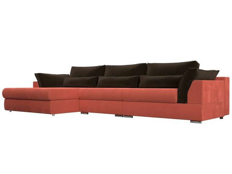 Угловой диван-кровать Пекин Long кораллово-коричневого цвета угол левый