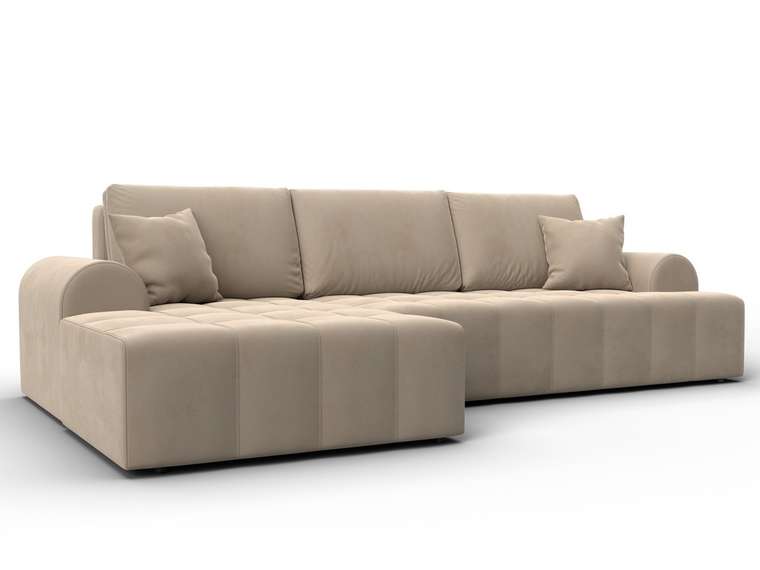 Угловой диван-кровать Лига-080 бежевого цвета