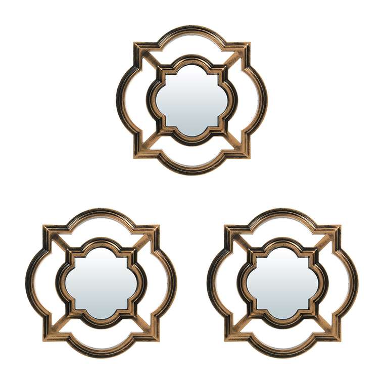 Комплект из трех  настенных декоративных зеркал Канны бронзового цвета