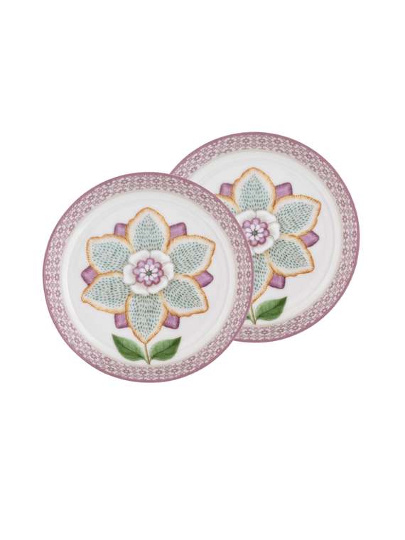 Набор из двух блюдец для чайных пакетиков Lily&Lotus Off White розового цвета