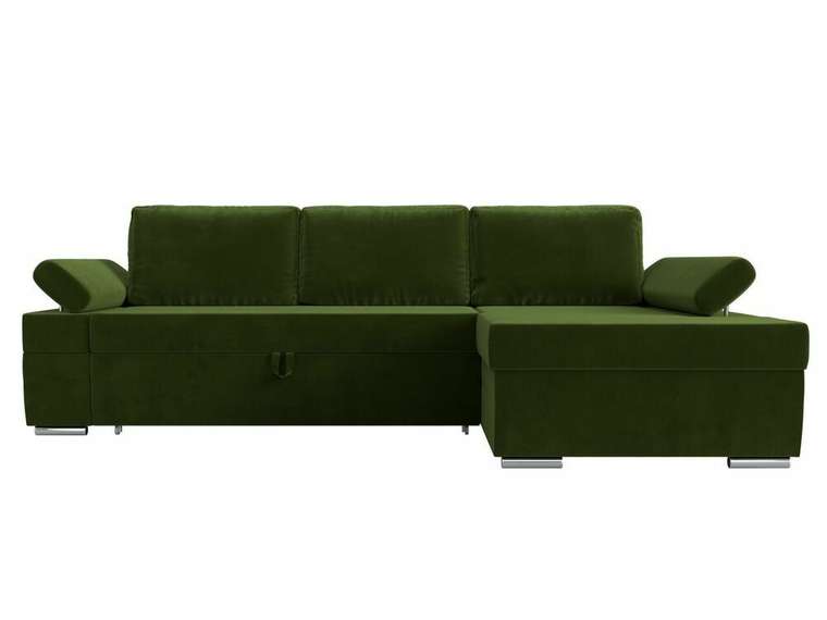 Угловой диван-кровать Канкун зеленого цвета правый угол
