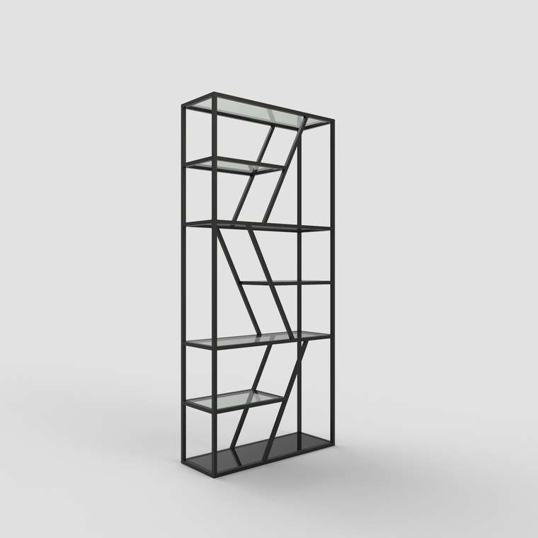 Стеллаж "Demid" черный с тонированным стеклом (2200х1100х300)