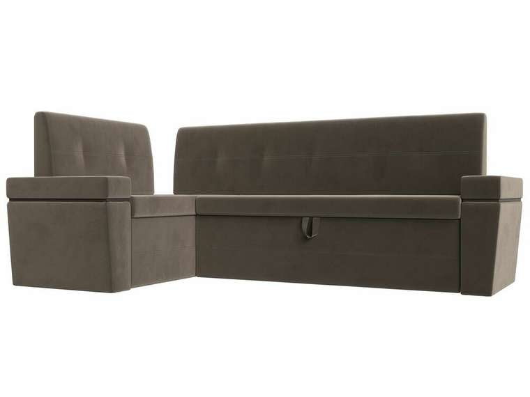Угловой диван-кровать Деметра коричневого цвета левый угол