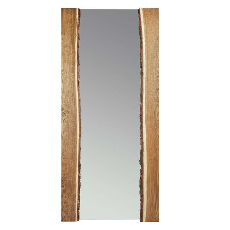 Зеркало настенное Дуб с корой XL с рамой из массива дуба