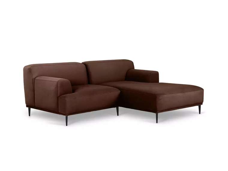 Угловой диван Portofino в обивке из велюра темно-коричневого цвета