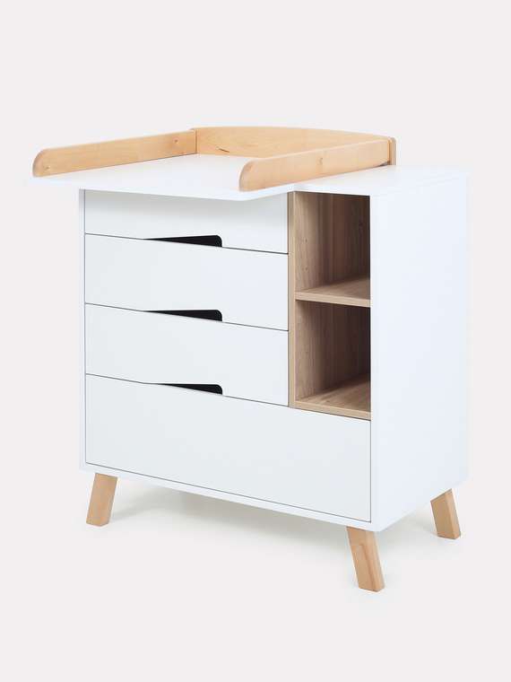 Пеленальный комод Lago Pro белого цвета с органайзером