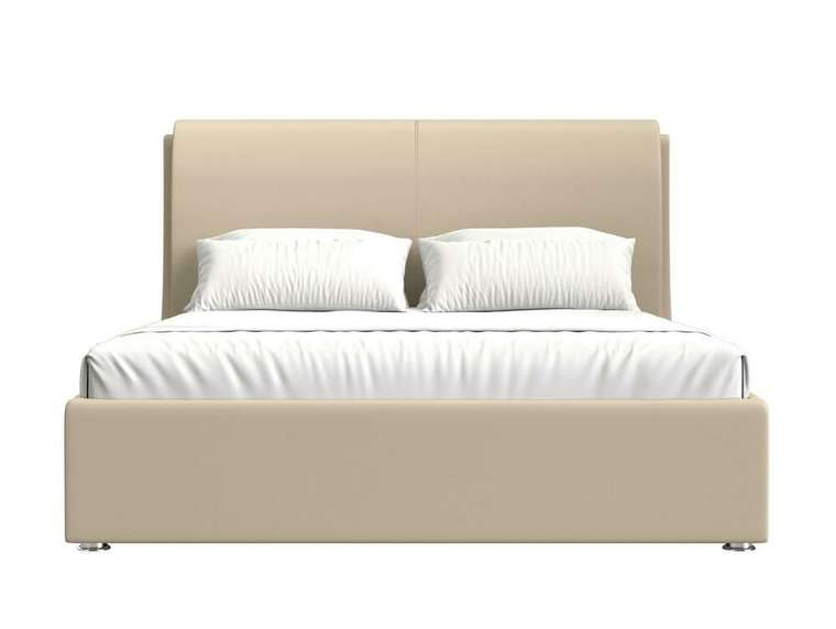 Кровать Принцесса 200х200 бежевого цвета с подъемным механизмом (экокожа)