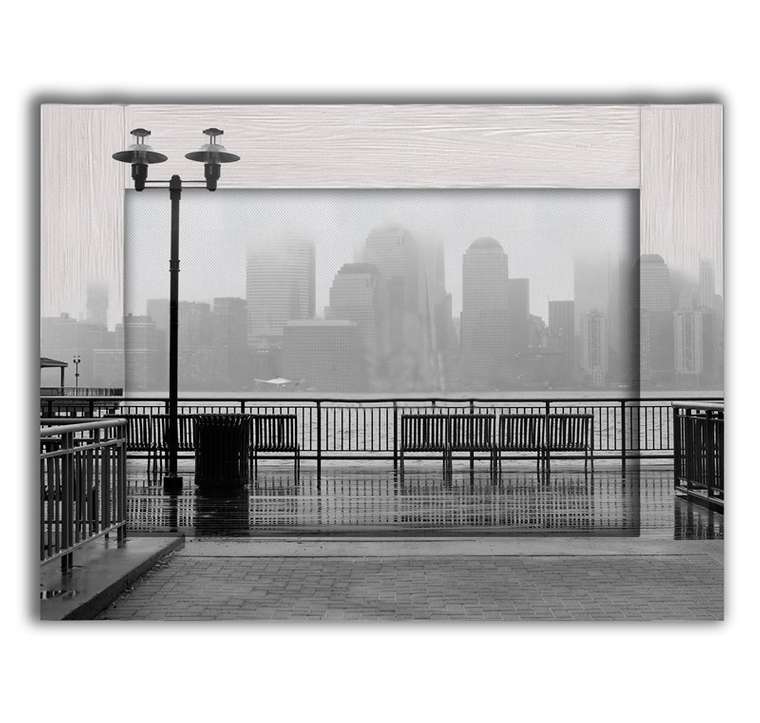 Картина с арт рамой Нью-Йорк в тумане 60х80 см
