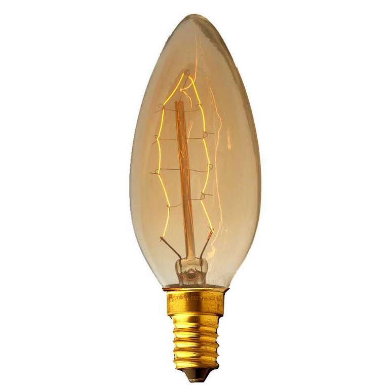 Ретро лампа накаливания E14 40W 220V 3540-G формы свечи