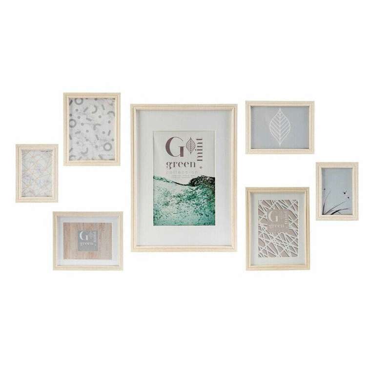 Фоторамки Настенные фоторамки DKD Home Decor 32,5 x 1,5 x 45 cm Стеклянный Натуральный Зеленый Деревянный MDF Скандинавский