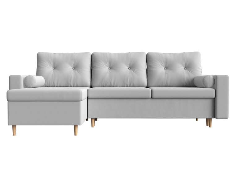 Угловой диван-кровать Белфаст белого цвета (экокожа) левый угол