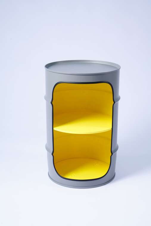 Кофейный столик-бочка серо-желтого цвета