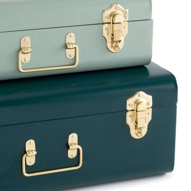 Комплект из двух чемоданчиков из металла Masa зеленого цвета