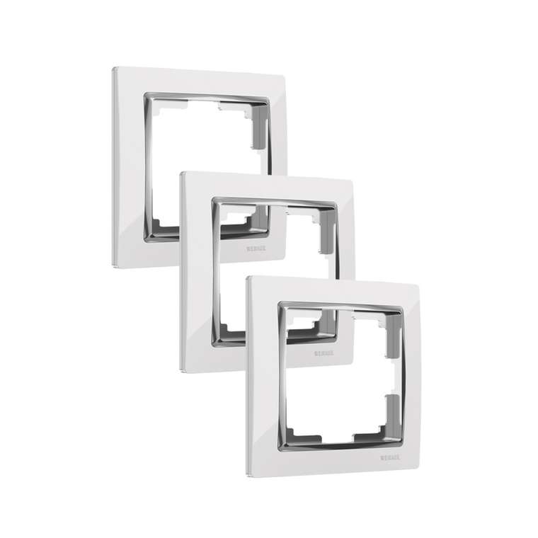 W0011901/ Рамка на 1 пост Snabb (белый/хром) - комплект 3 шт. W0011901/ Рамка на 1 пост Snabb (белый/хром) - комплект 3 шт. Snabb белый