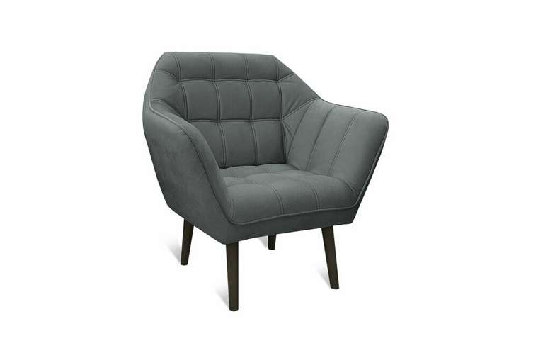 Кресло Остин темно-серого цвета с ножками цвета венге