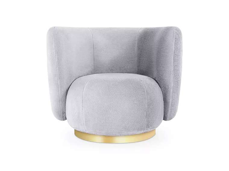 Кресло Lucca серого цвета с золотым основанием 