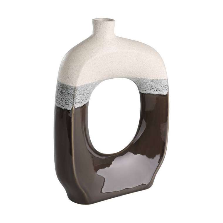 Ваза керамическая Iwate бежево-коричневого цвета