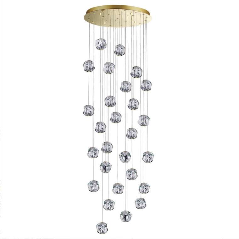 Потолочная каскадная люстра led накладная Odeon Light Jemstone 5085/120L золото/прозрачный/металл/акрил LED 120W 4000K 5500Лм