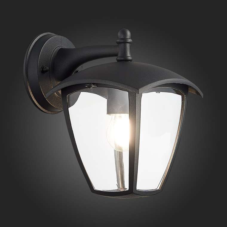 Светильник уличный настенный ST-Luce Черный/Черный, Прозрачный E27 1*40W