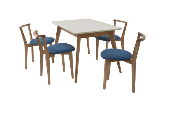 Обеденная группа Сканди 120 со стульями сине-коричневого цвета