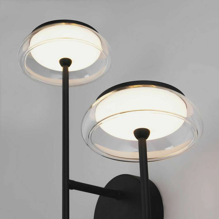 Настенный светильник со стеклянным плафоном 50388/2 LED черный Fungo