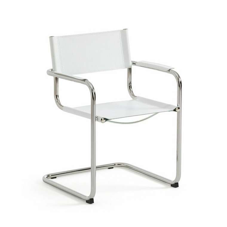 Кресло из кожи для столовой Winset белого цвета