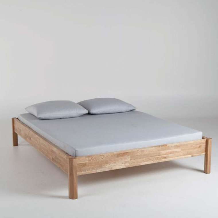 Кровать из массива дуба с сеткой Zulda 180х200 коричневого цвета