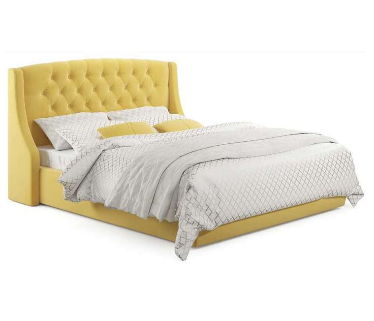Кровать Stefani 160х200 с подъемным механизмом и матрасом желтого цвета