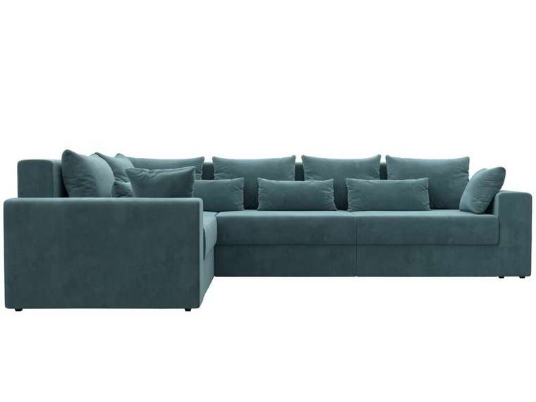 Угловой диван-кровать Майами Long темно-бирюзового цвета левый угол