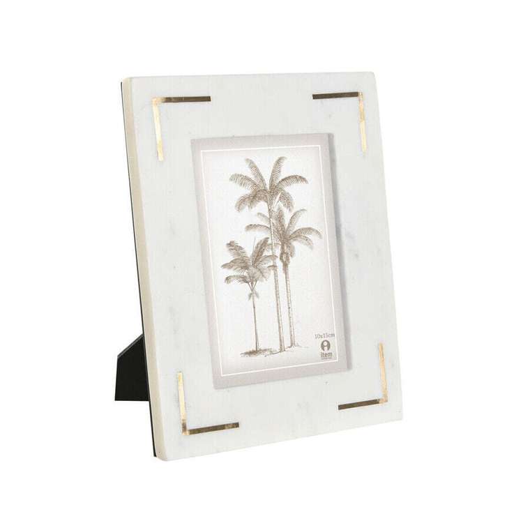 Фоторамка Home ESPRIT Белый Позолоченный Латунь Мрамор Натуральный Shabby Chic 20 x 2 x 25 cm