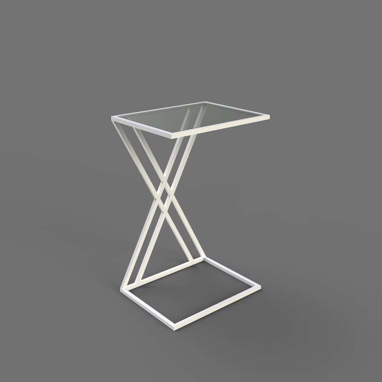 Журнальный столик "Alex" белый с прозрачным стеклом (700х350х450)