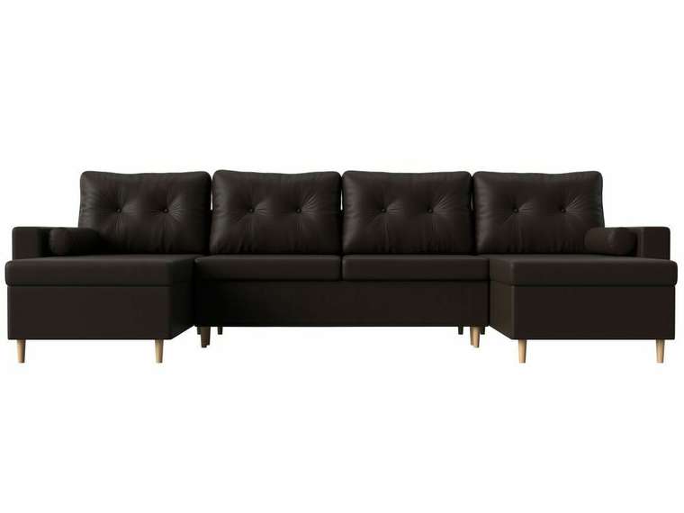 Угловой диван-кровать Белфаст коричневого цвета (тик-так/экокожа)