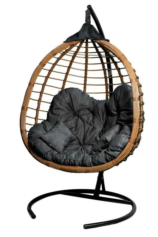 Кресло подвесное двойное Ортис бежево-серого цвета