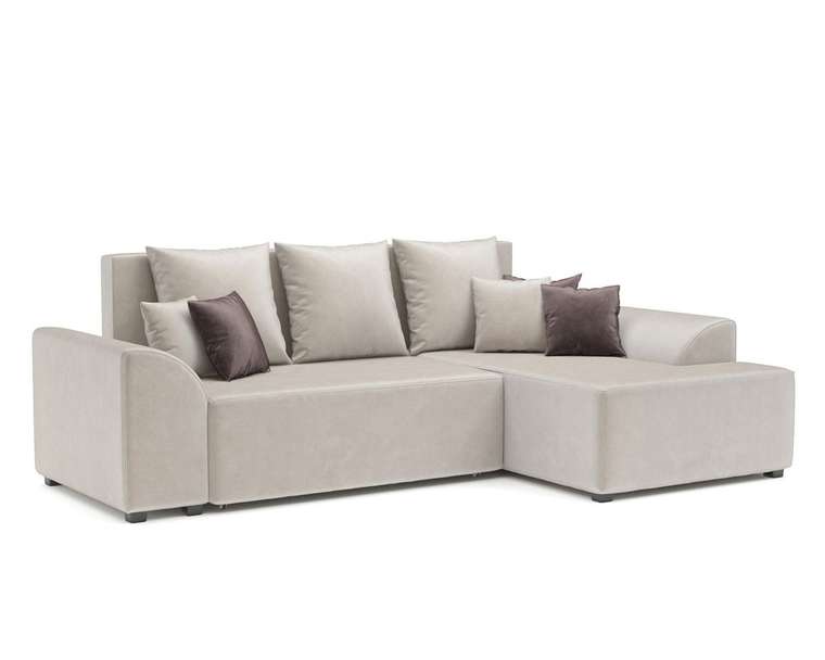 Угловой диван-кровать Каскад светло-бежевого цвета правый угол