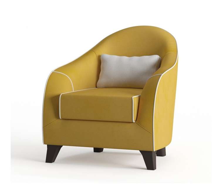 Кресло Бемоль в обивке из велюра желтого цвета