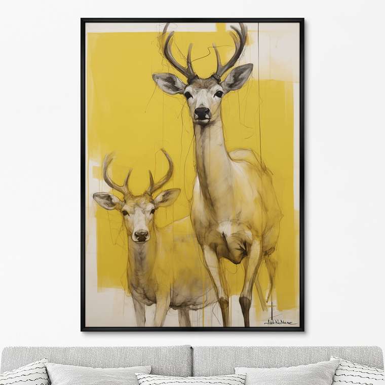 Репродукция картины Deer on yellow, 2024г.