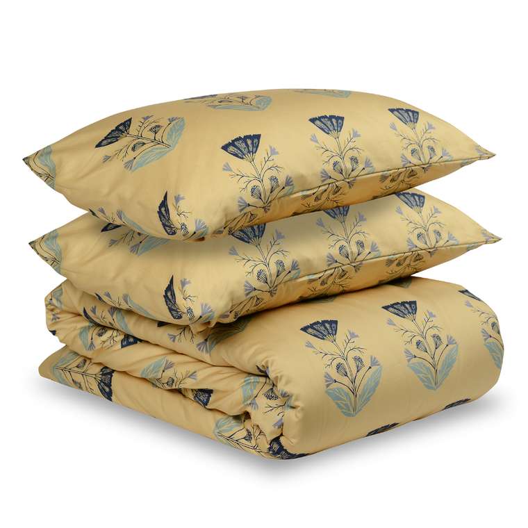 Двусторонний комплект постельного белья из сатина с принтом летний цветок 200х210