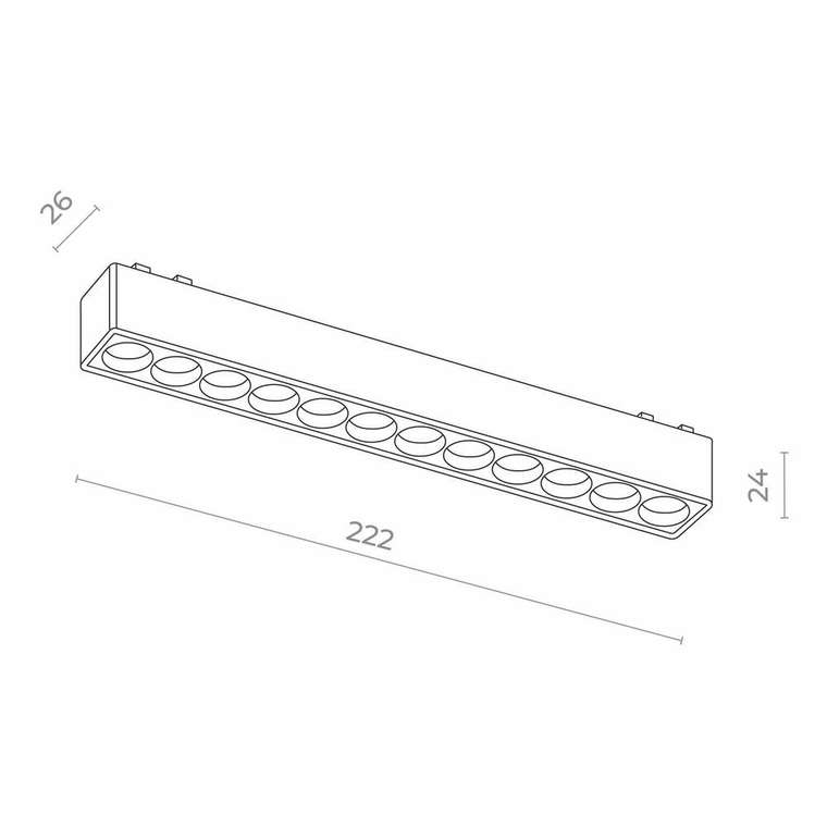 Магнитный трековый светильник Черный LED 1*12W 3000K 710Lm Ra&gt;90 36° IP20 L230xW26xH24 48V SKYFLAT