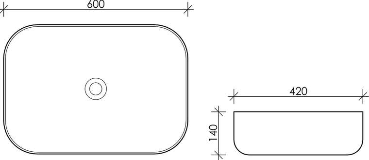 Раковина накладная Ceramica Nova Element прямоугольная 60х42 см