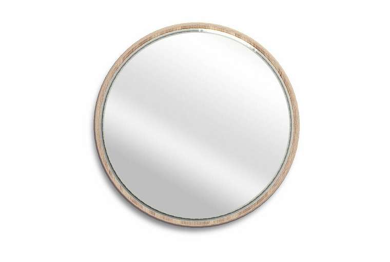Зеркало настенное Wallstreet диаметр 66 в раме цвета беленый дуб