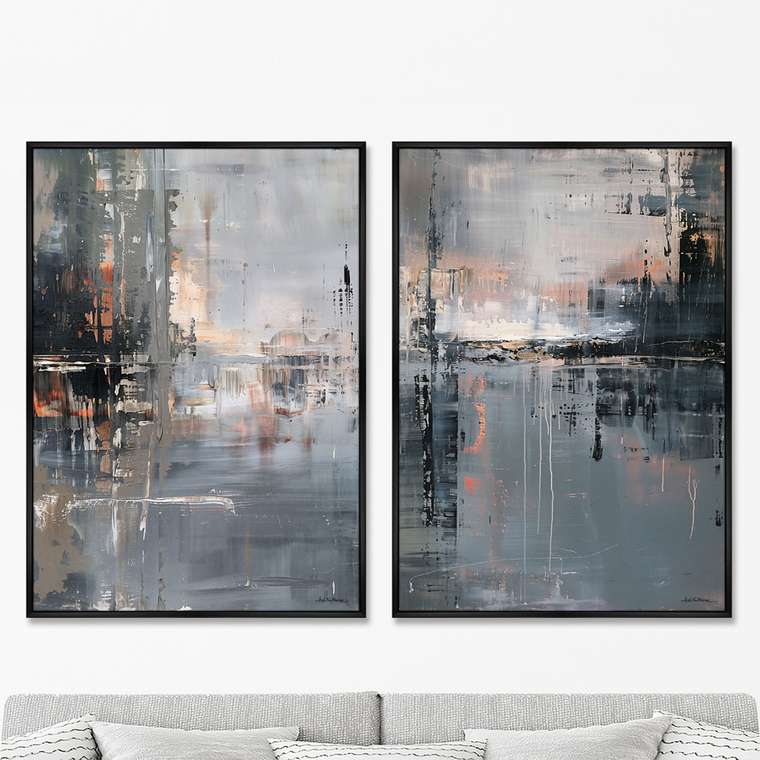 Набор из 2-х репродукций картин на холсте Град на воде, 2025г.