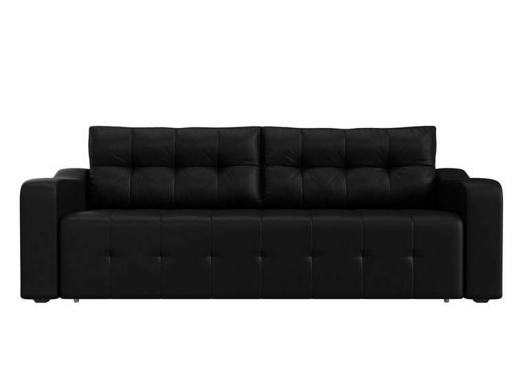 Прямой диван-кровать Лиссабон черного цвета (экокожа)